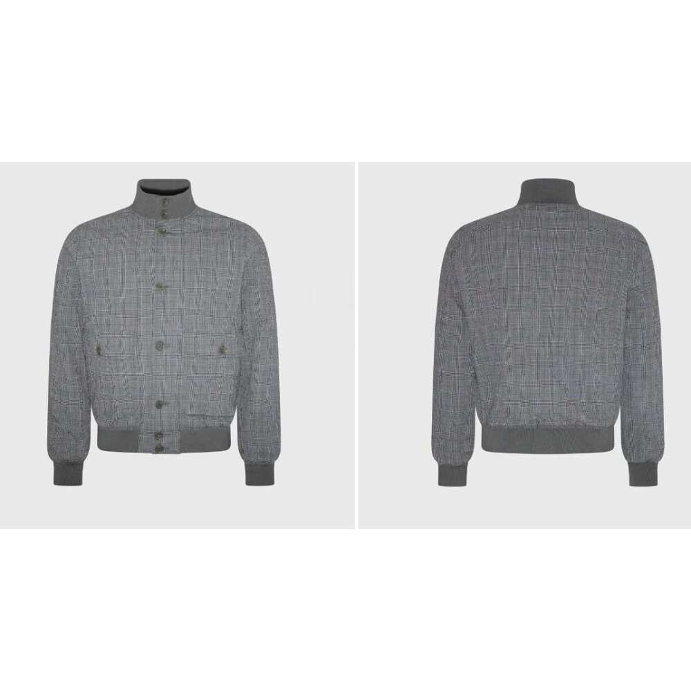 Aspesi Cotton Check Bomber Jacket size L color grey green mspr $1220